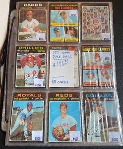 lot 6E image: 1971 Topps Baseball 88 Card Vintage Lot with Stars and High Numbers - Johnny Bench, Powell, Niekro, Simmons, Seaver, Gibson, Robinson, Jenkins, Palmer, Marichal, Checklists and More