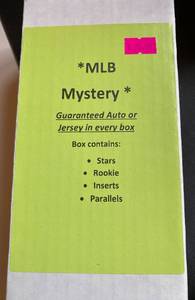 lot 15K image: MLB Baseball Card Mystery Box - Guaranteed Auto or Jersey, Includes Stars, Rookie, Inserts, Parallels