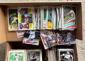 lot 203 image: Shoebox Full of 3.5 pounds Baseball and Hockey Cards - 1981-2018