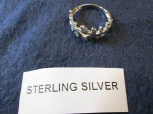 Sterling Silver Halo Crystal Ring R...