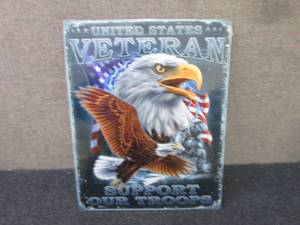 Metal US Veteran Sign 12.5x16 inch ...
