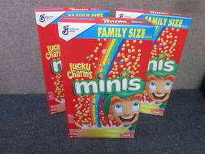 3- 18.2 oz Boxes Lucky Charms Minis...
