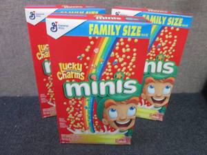 3- 18.2 oz Boxes Lucky Charms Minis...