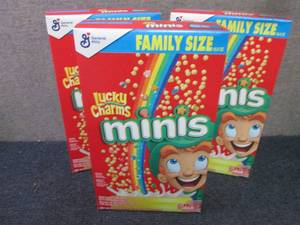 3- 18.2 oz Boxes Lucky Charms Minis...