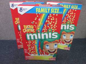 3- 18.2 oz Boxes Lucky Charms Minis...