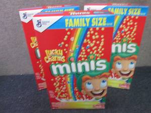 3- 18.2 oz Boxes Lucky Charms Minis...