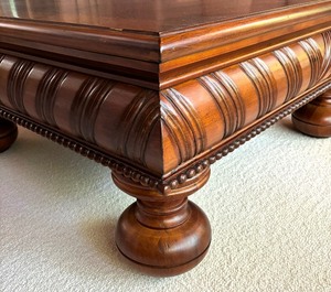 lot 15 image: Diamond Patterned Coffee Table with Curved Ribbed Pattern and Large Bun Feet