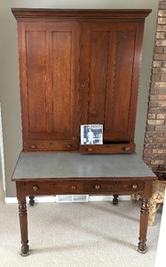 lot 5 image: Antique Plantation Style Wooden Desk