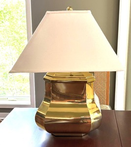 lot 27 image: Pair of Light Weight Brass Look Decorative Table Lamps