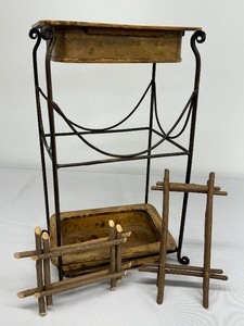 lot 38 image: Petite Decorative Wooden Stand and Two Twig Frames