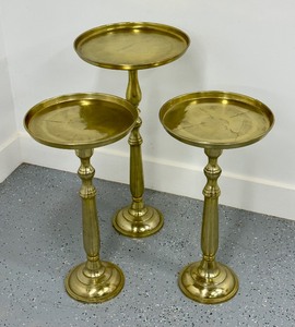 lot 34 image: Set of Three Decorative Gold Colored Pedestal Stands