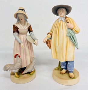 lot 73 image: Two Dutchman Vintage Bisque Ceramic Figurines with Beautiful Details