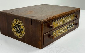 lot 6 image: Vintage Clarks Two Drawer Spool Cabinet