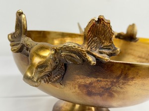 lot 54 image: Vintage Large BrassGold Painted Moose Pedestal Dish and Rectangular Tray