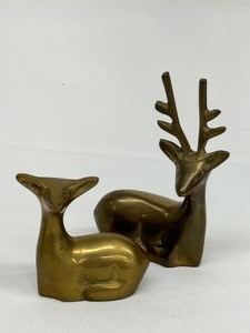 lot 49A image: Vintage Desk Clock and Brass Animals