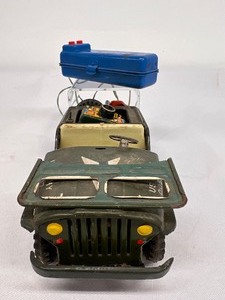 lot 121 image: Vintage Jeep US Army Green Willys Jeep Tim Friction Toy