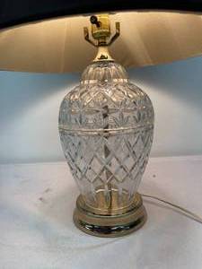 lot 296 image: Clear Glass Table Lamp with Pleated Shade