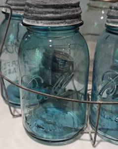 lot 163A image: Vintage Mason Jars and Canning Rack