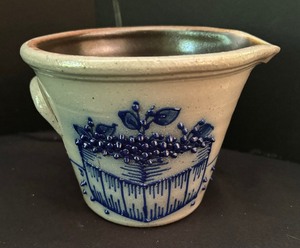lot 188 image: Salmon Falls Pottery Batter Bowl and Vintage German Pottery SaltPepper Shakers and Sugar Dish
