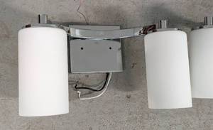 lot 24 image: Pair of Two Light Polished Nickel Wall Fixtures
