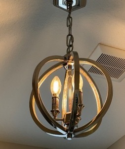 lot 119A image: Rhinestone Accented Polished Nickel Hanging Chandelier