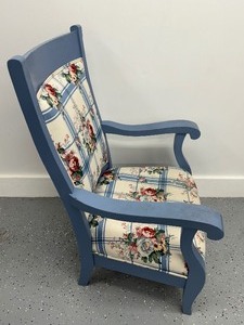 lot 68 image: Unique French Country Motif Blue Painted Decorative Arm Chair