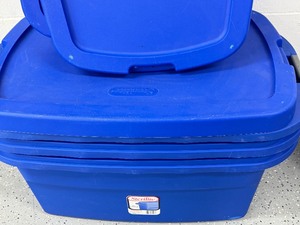 lot 309A image: Three Plastic Sterilite 30 Gallon Totes