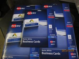 5 packages of avery matte white business cards 100 cards each package