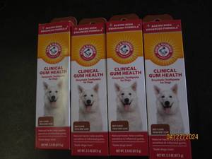 4 packages of arm and hammer clinical gum health beef flavor dog tooth paste