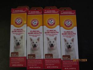 4 packages of arm and hammer clinical gum health beef flavor dog tooth paste