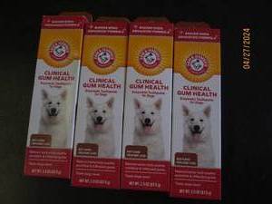 4 packages of arm and hammer clinical gum health beef flavor dog tooth paste