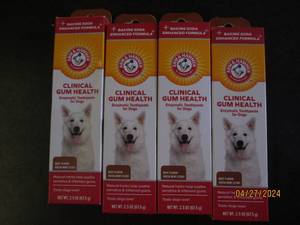4 packages of arm and hammer clinical gum health beef flavor dog tooth paste