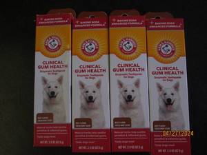 4 packages of arm and hammer clinical gum health beef flavor dog tooth paste