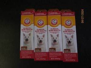 4 packages of arm and hammer clinical gum health beef flavor dog tooth paste