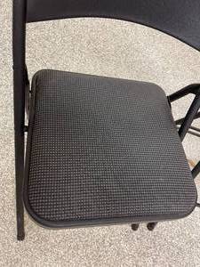 lot 102 image: Two Black Metal Padded Folding Chairs