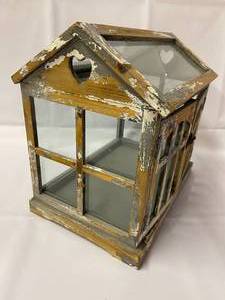 lot 111 image: Decorative  Wood And Glass Terrarium