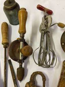 lot 116 image: Variety of Vintage Metal Items including Vintage Utensils