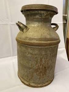 lot 119 image: Vintage Metal Milk Can with Lid