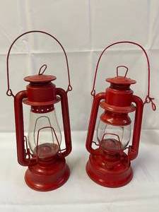 lot 112 image: Two Farewell Ozman Kirk Curved Glass Lanterns