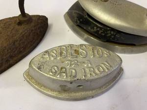 lot 137 image: Three Vintage Decorative Metal Irons