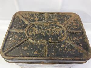 lot 146 image: Large Vintage Savory Metal Storage Tin