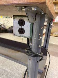lot 159 image: Rolling Work Bench with Single Drawer and Electrical Outlet