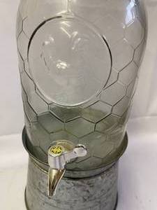 lot 161 image: Rooster Themed Lemonade Dispenser with Metal Base