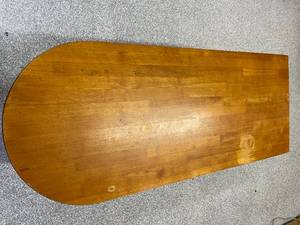 lot 165 image: Vintage Wood Table With Metal Legs