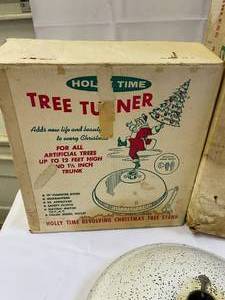lot 181 image: Vintage Evergleam Seven Foot Aluminum Christmas Tree with Rotating Stand