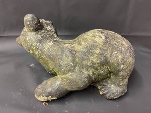 lot 214 image: Adorable Vintage Concrete Bear Figurine