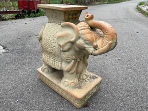 lot 215 image: Concrete Elephant  Plant Stand From 1979