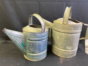lot 228 image: Two Vintage Metal Watering Cans