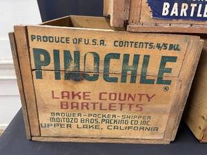 lot 250 image: Three Vintage Wooden Crates with Great Graphics
