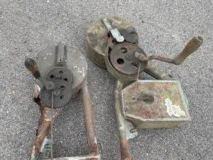 lot 256 image: Two Very Rusty Vintage Seeders with Wooden Handles